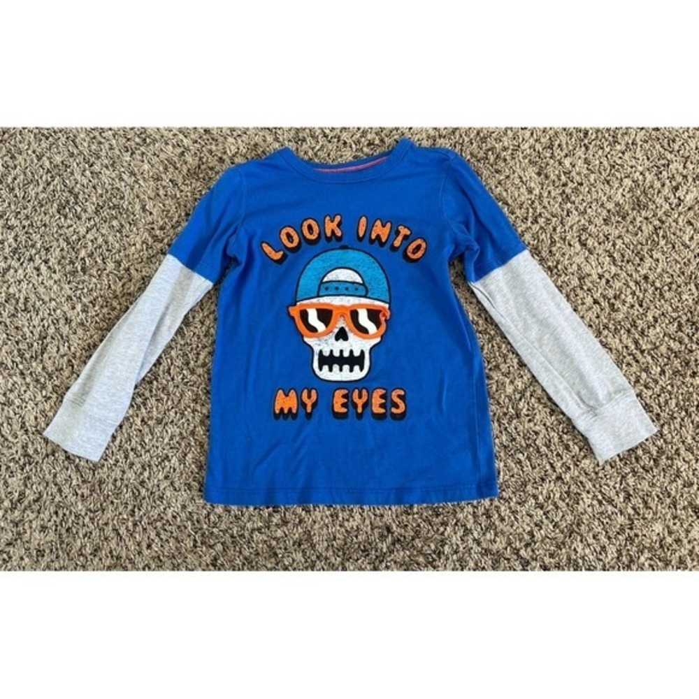 Oshkosh Boys long sleeve blue/gray "Look Into my eyes" tee size 8‎